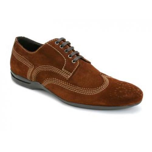 Bacco Bucci "Seabrook" Chestnut Genuine Old English Suede Shoes
